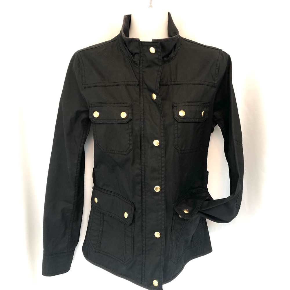 J CREW Black Cotton Relaxed Boyfriend Field Utility Jacket - Picture 2 of 11
